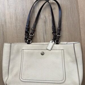 Coach Cream and Brown Leather Tote